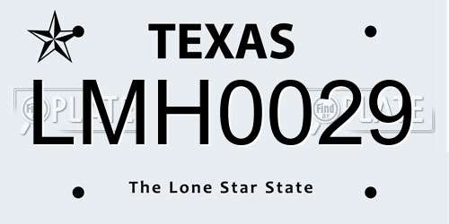 LMH0029 Texas License Plate