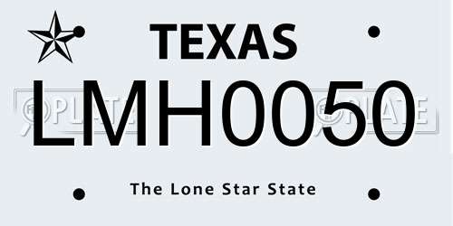 LMH0050 Texas License Plate