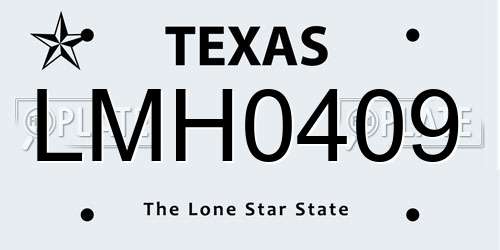 LMH0409 Texas License Plate