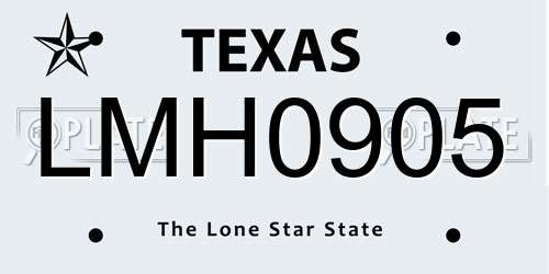 LMH0905 Texas License Plate