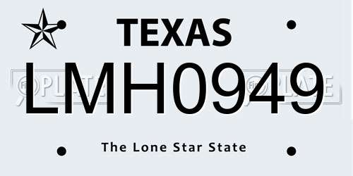 LMH0949 Texas License Plate