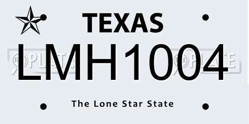LMH1004 Texas License Plate