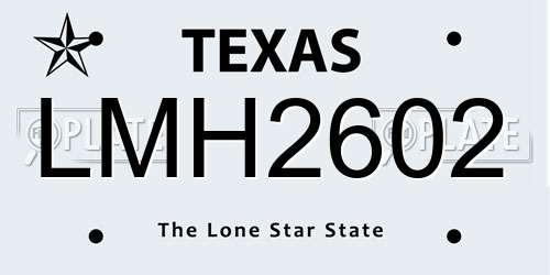 LMH2602 Texas License Plate