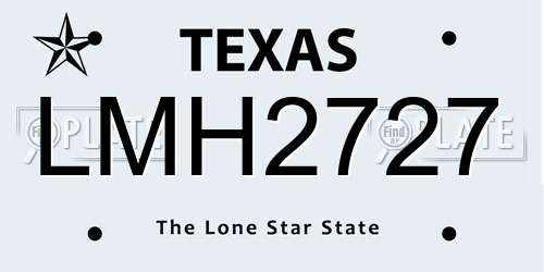 LMH2727 Texas License Plate