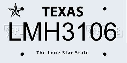 LMH3106 Texas License Plate