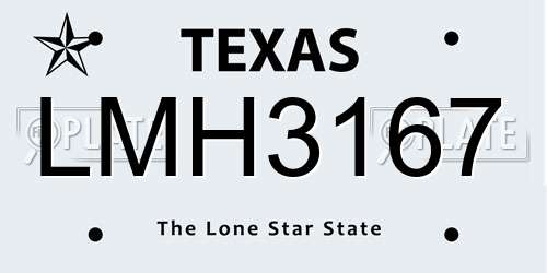 LMH3167 Texas License Plate