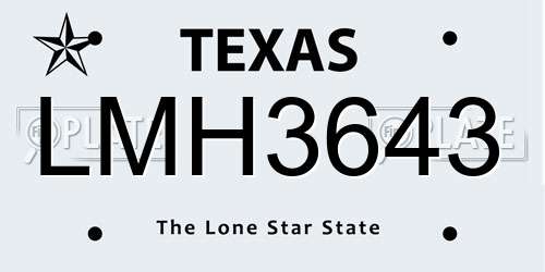 LMH3643 Texas License Plate