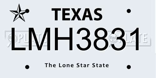 LMH3831 Texas License Plate