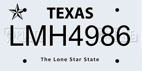 LMH4986 Texas License Plate