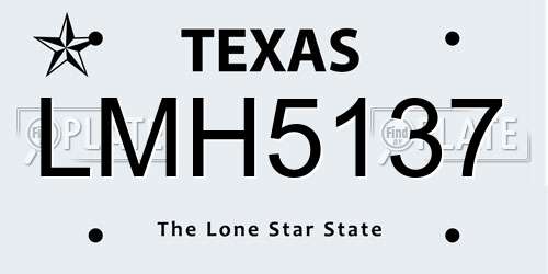 LMH5137 Texas License Plate