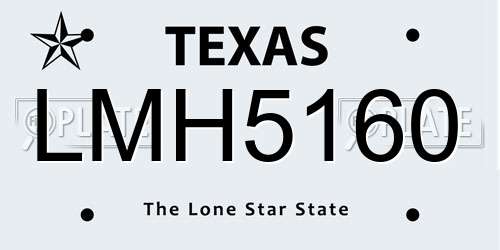 LMH5160 Texas License Plate