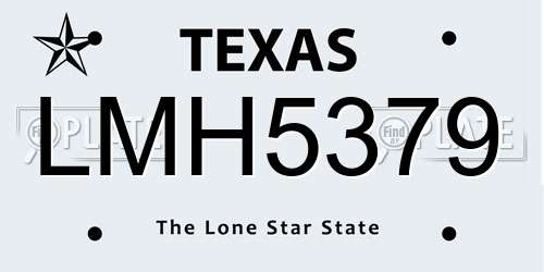 LMH5379 Texas License Plate