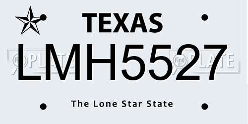 LMH5527 Texas License Plate