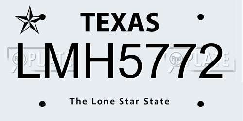 LMH5772 Texas License Plate