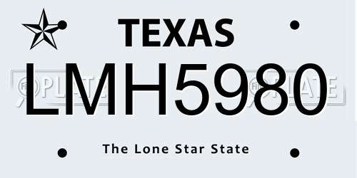 LMH5980 Texas License Plate