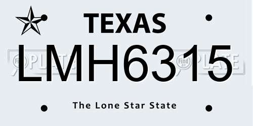LMH6315 Texas License Plate