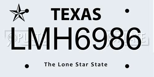 LMH6986 Texas License Plate