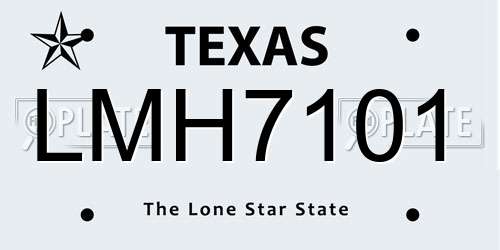 LMH7101 Texas License Plate