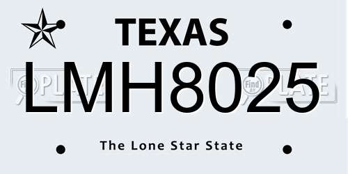 LMH8025 Texas License Plate