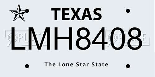 LMH8408 Texas License Plate