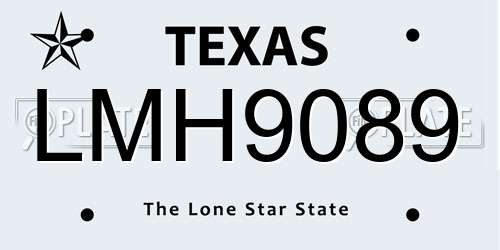 LMH9089 Texas License Plate