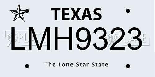 LMH9323 Texas License Plate