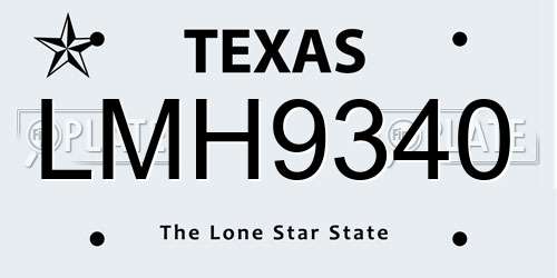 LMH9340 Texas License Plate