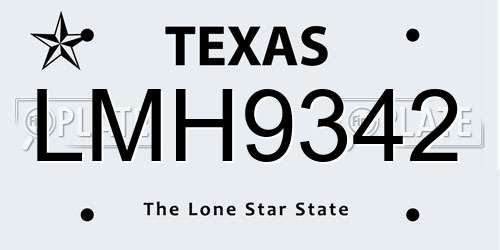 LMH9342 Texas License Plate