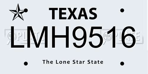 LMH9516 Texas License Plate