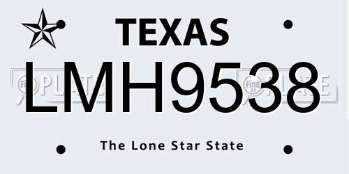 LMH9538 Texas License Plate