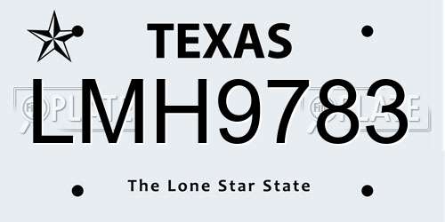 LMH9783 Texas License Plate