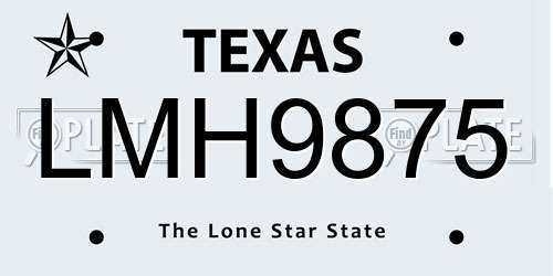 LMH9875 Texas License Plate