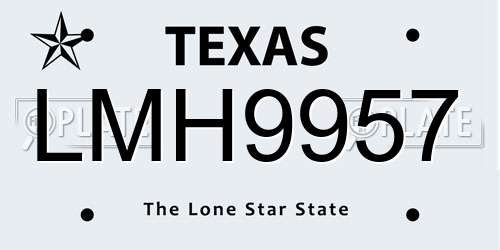 LMH9957 Texas License Plate