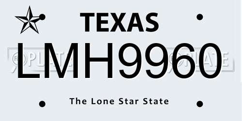 LMH9960 Texas License Plate