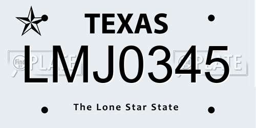 LMJ0345 Texas License Plate