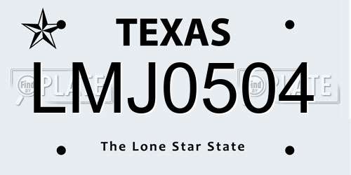 LMJ0504 Texas License Plate