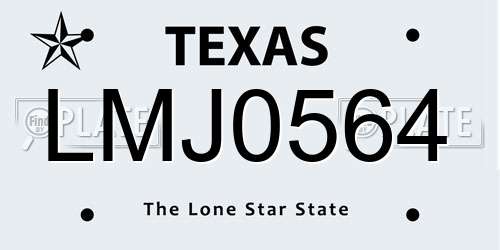 LMJ0564 Texas License Plate