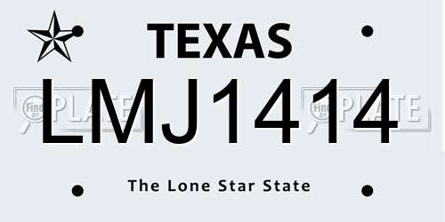 LMJ1414 Texas License Plate