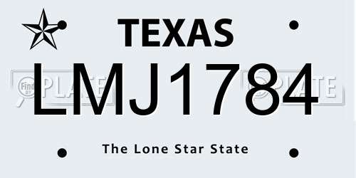 LMJ1784 Texas License Plate