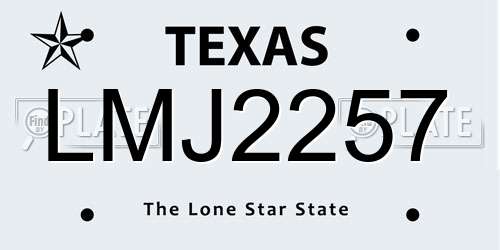 LMJ2257 Texas License Plate