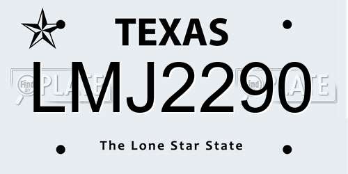 LMJ2290 Texas License Plate