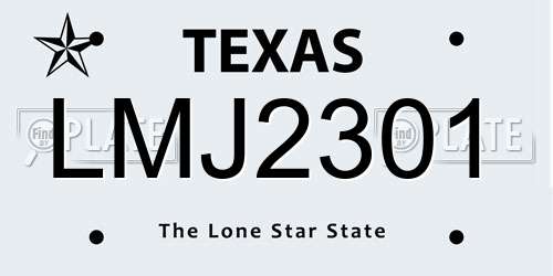 LMJ2301 Texas License Plate