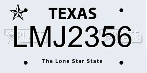 LMJ2356 Texas License Plate