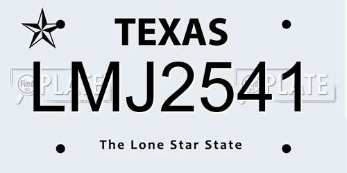 LMJ2541 Texas License Plate