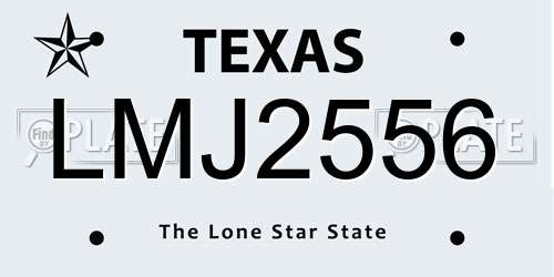LMJ2556 Texas License Plate