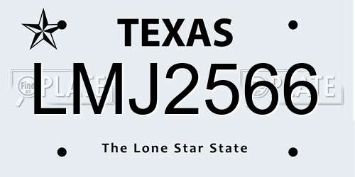 LMJ2566 Texas License Plate