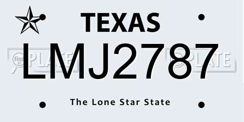LMJ2787 Texas License Plate