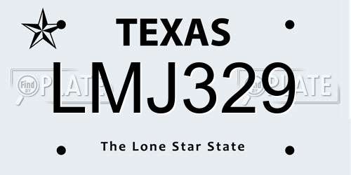 LMJ329 Texas License Plate