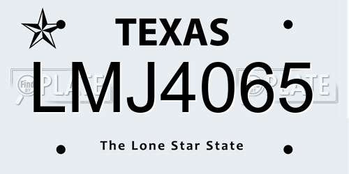 LMJ4065 Texas License Plate