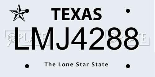 LMJ4288 Texas License Plate